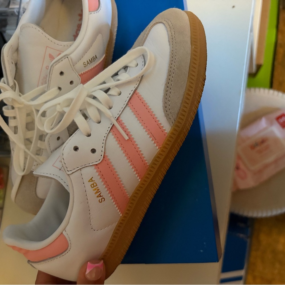 Adidas Samba White and Pink Trainers